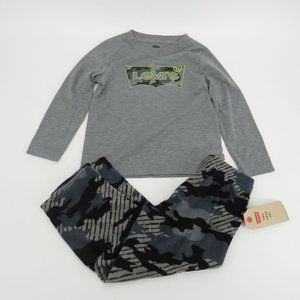 Levi's Boys 2 Piece Gray Panama Set Size 4 NWT $32